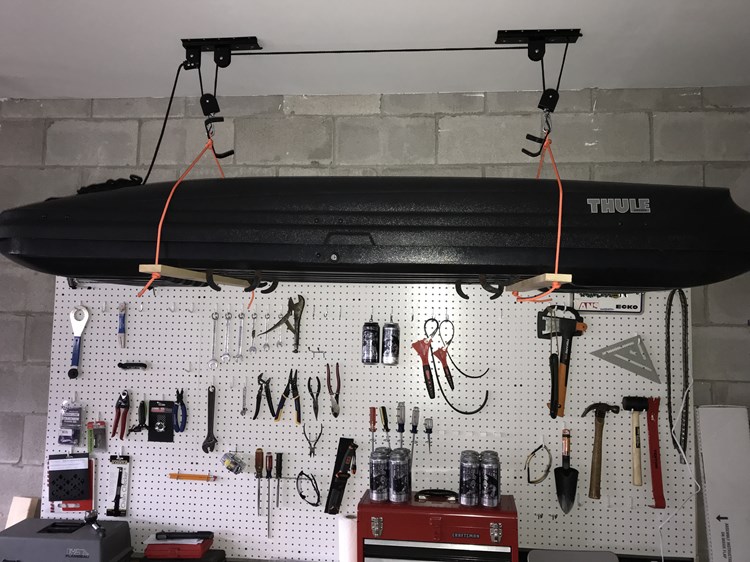 How To Make A Diy Garage Ceiling Pulley Lift System For A Thule