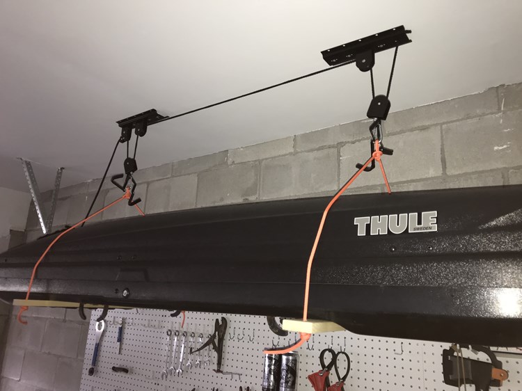 Garage Storage Ideas Thule Roof Box Hoist Garage Storage Ideas